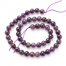 Намистини Натуральний Аметист, На нитках, Клас АВ, Круглі, Розмір: 8~9мм, Отвір 1мм, близько 45~48шт/37см/нитка, (13WB23063)