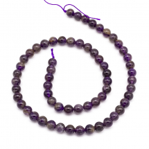 Намистини Натуральний Аметист, На нитках, Клас АВ, Круглі, Розмір: 6~7мм, Отвір 1мм, близько 60~67шт/37см/нитка, (13WB23064)