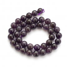 Koraliki Naturalny Ametyst, Klasa AB, Okrągły, 10mm, około 37szt/37cm/nić (13WB23065)
