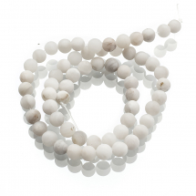 Koraliki Naturalny Agat, Okrągły, Mrózny, Barwiony, Kolor: Biały, 6-6.5mm, około 60szt/37cm/nić (13WB23077)