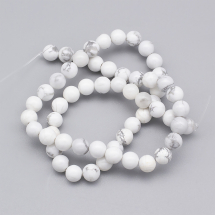 Koraliki Naturalny Howlit, Okrągłe, Kolor: Biały, 6mm, Otwór: 1mm, około 57szt/36cm/nić (13WB23121)