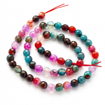 Koraliki Naturalny Agat, Barwiony, Fasetowany, Kolor: Mieszane kolory, 6mm, około 60szt/35cm/nić (13WB23208)