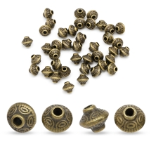 Намистини-Розділювачі зі Сплаву Біконус, Бронза, 5.4х6.3мм, Отвір 1мм, (13WB21066)