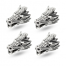 Korale Głowa Smoka 3D, Stop, Styl Tybetański, Antyczne Srebro, 17x11x11mm, 4szt (13WB15308)