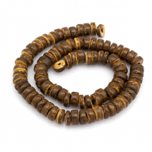 Koraliki Kokosowe, Czekoladowy, 8x2-6mm, około 88szt/36cm/sznur (13WB23584)