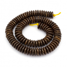 Koraliki Kokosowe, Płaski Okrągły, Brązowy, 10x3mm, Otwór 1.2mm, około 105szt/30cm/sznur (13WB23588)