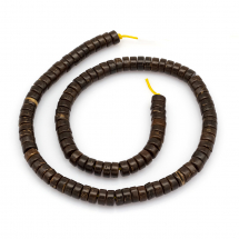 Koraliki Kokosowe, Heishi, Płaski Okrągły, Brązowy, 6x2.5-3mm, Otwór 1mm, około 105szt/31cm/sznur (13WB23590)