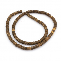 Koraliki Kokos, Kolumna, Kolor: Brązowy, 5x2-5mm, Otwór 1mm, około 130szt/37cm/nić (13WB23636)