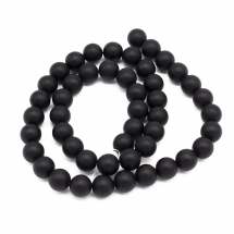 Koraliki Kamień Naturalny Czarny Obsydian, Matowe, Kula, 8mm, 46szt/37cm/sznur (13WB22654)