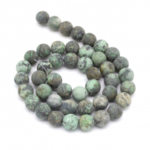 Koraliki Kamień Naturalny Turkus Afrykański Matowe Kula, Czarno-turkusowy, 8mm, 45szt/38cm/sznur (13WB22736)