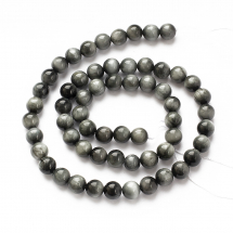 Koraliki Naturalny Sokole Oko, Klasa A, Kolor: Szary, 6-6.5mm, około 60szt/37.5cm/nic (13WB22778)