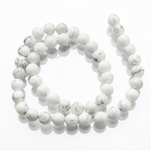 Koraliki Natural Howlit, Kolor: Biały, 8mm, Otwór: 1mm, około 45szt/38cm/nić (13WB22797)