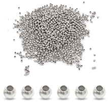 Намистини-Обіймачі Залізні Круглі, Платина, 2х2мм, Отвір 1мм, близько 1050шт/20г, (14WB7552)