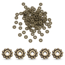 Koraliki Dystansowe, Styl Tybetański, Stop Biżuterii, Bronze, 6.5mm, otwor 2mm, 100szt (14WB7597)