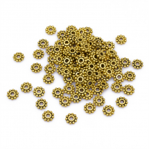 Намистини-Роздільники Металеві, Сніжинка, Колір: Античне Золото, Розмір: 6.5мм, Отвір 2мм, (14WB7615)