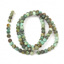 Koraliki Naturalny Turkus Afrykański, Matowe, 4mm, Czarno-Turkusowy, około 84 szt/36cm/sznur (14WB7758)