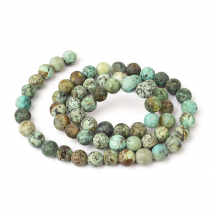 Koraliki Naturalny Turkus Afrykański, Matowe, Czarno-Turkusowy, 6mm, około 58szt/35cm/sznur (14WB7759)