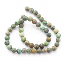 Koraliki Naturalny Turkus Afrykański, Matowe, Czarny i Turkusowy, 8mm, około 45szt/36cm/sznur (14WB7760)