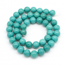 Koraliki Naturalny Howlit, Termobarwiony, Okrągły, Kolor: Turkusowy, 10mm, około 38szt/38cm/nić (14WB7819)