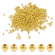Намистини-Розділювачі Залізні Круглі, Золото, 2х2мм, Отвір 1мм, близько 1050шт/20г, (14WB6784)