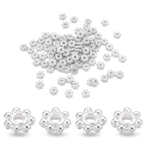 Намистини-Роздільники, Сплав, Квітка, Колір: Срібло, Розмір: 4.5х1.5мм, Отвір 1мм, (14WB6803)