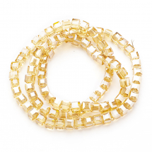 Намистини Гальваніка Скло, Кубики Грановані, Колір: Деревне, Розмір: 6х6х6мм, Отв-тя 1мм, близько 100шт / 60см / нитка, (14WB7017)