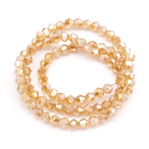 Koraliki Galwanizowane Szklane, Bicone, Peru, 4x4.5mm, Otwór: 1mm, 80szt/30cm/sznur, (14WB7037)