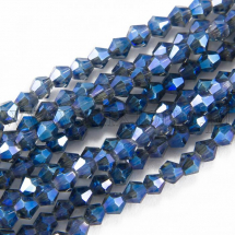 Koraliki Szklane Galwanizacja, Fasetowany Bicone, Tęczowy, Niebieski, 4x4.5mm, 80szt/30cm/sznur (14WB7038)