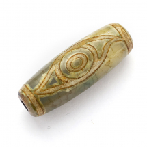 Koraliki Tybetański Styl, Dzi 2-Oka, Naturalny Agat Termobarwione, Owalne, 28.5-32x10-12.5mm, 1szt (13WB26575)