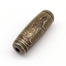 Koraliki Tybetański Styl, Dzi, Naturalny Agat, Termobarwione, Owal, 29-32x11mm, 1szt (13WB26576)