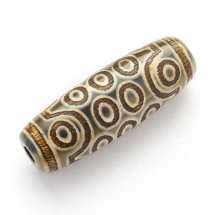 Koraliki Tybetański Styl Dzi 21-Oko Naturalny Agat, Termobarwione, Owalne, 28.5-32x10-12.5mm, 1szt (13WB26581)