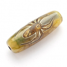 Koraliki Tybetański Styl, Dzi, Naturalny Agat, Termobarwione, Owal, 29-32x11mm, 1szt (13WB26583)