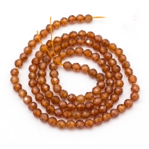 Koraliki Kamień Naturalny Granat Pomarańczowy, Fasetowane, Kulki, 3mm, 120szt/37cm/sznur (13WB26739)