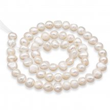 Koraliki Naturalne Perły Słodkowodne, Bryłki, Kolor: Masa Perłowa, 7-8x6-7x5-6mm, około 53szt/32cm/nic (13WB27152)