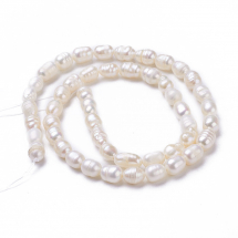 Koraliki Naturalne Perły Słodkowodne do Biżuterii, Owalny, Perłowy, 6-7x5mm, około 45szt/30cm/sznur (13WB27153)