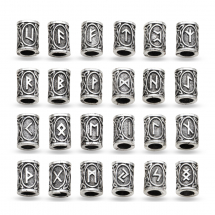 Набір Намистини Вінтажні Скандинавські Руни Вікінгів, Античне Срібло, 13-13.5х10мм, Отвір 6мм, 24шт/упак, (13WB27732)