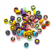 Koraliki Glina Polimerowa Ręcznie Robione Okrągłe Płaskie Kolor: Mix Rozmiar: 9-10x4-4.5mm Otwór 1.6mm 50szt (13WB28526)