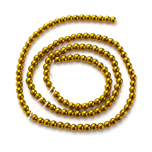 Koraliki Syntetyczne Hematyt, Klasa A, Okrągłe, Galwaniczne, 3mm, otwór 1mm, około 120szt/38cm/nic (13WB28674)