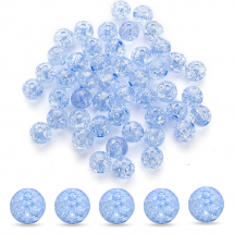Koraliki Akrylowe Crackle, Przeźroczyste, Okrągłe,Chabrowy, 10mm, 40szt/25g (13WB28893)