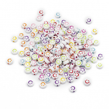 Намистини Акрилові Смайл Крафтовий Стиль, Мікс, 7х3.5мм, Отвір 1.5мм, близько 170шт/25г, (13WB28902)