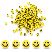 Намистини Акрилові Смайл Крафтовий Стиль, Жовті, 7х3.5мм, Отвір 1.5мм, близько 170шт/25г, (13WB28905)