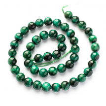 Koraliki Naturalne Tygrysie Oko, Barwiony, Okrągłe, Zielony, 8mm, około 42szt/36cm/sznur (13WB28920)