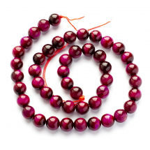 Намистини Натуральне Тигрове Око Круглі, Фіолетово-Червоні, 8мм, Отвір 1мм, близько 42шт/36см/нитка, (13WB28921)