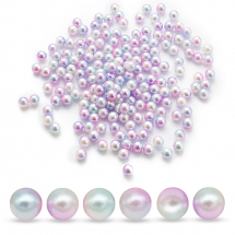 Kulki Koraliki Akrylowe Perłowe, Syrenka Tęczowe Gradient, Różowe, 6mm, bez Otworu, około 180szt/20g (13WB28945)