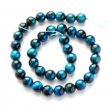 Намистини Натуральне Тигрове Око Круглі, 10мм, Отвір 1мм, близько 36шт/37см/нитка, (13WB29056)