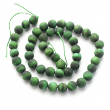 Koraliki Naturalny Tygrysie Oko, Matowe Termobarwione, Zielony, 8mm, około 43szt/35.5cm/sznur (13WB29057)