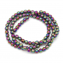 Koraliki Syntetyczny Hematyt Okrągłe Klasa A, Wielokolorowe, 4mm, 90szt/37.5cm/sznur (13WB29081)