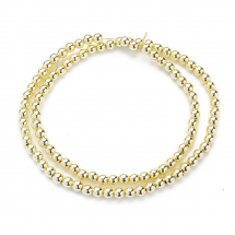 Koraliki Syntetyczne Hematyt Niemagnetyczne, Pozłacane Galwanizowane , 4mm, około 88szt/38cm/sznur (13WB29084)