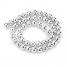 Koraliki Syntetyczne Hematyt, Magnetyczne, Powlekane Galwanicznie Srebrem, 8-9mm, około 48szt/38cm/nic (13WB29087)