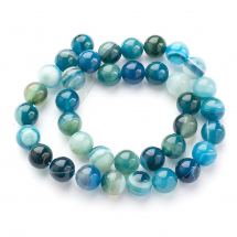 Koraliki Naturalny Agat Paskowany, Okrągłe, Barwione, Błękitny, 10mm, około 35szt/36cm/sznur (13WB29110)